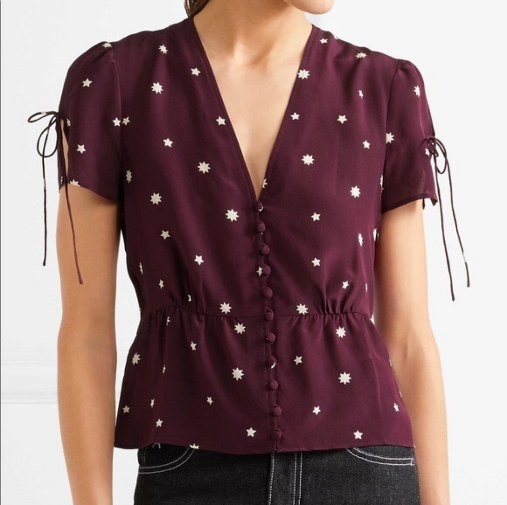 Madewell Burgundy Star Print Blouse
